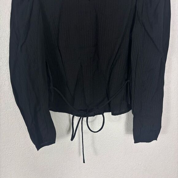 ASTR The Label Black Ruffle Detail Long Sleeve Blouse Top Size Small - Picture 7 of 8